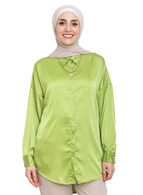 Apple Satin Over Size Shirt - Khotwh
